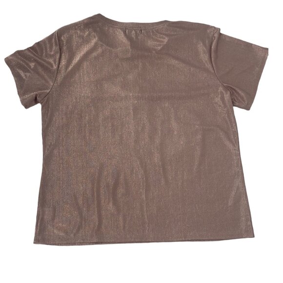 NWT Metallic Shimmer Tee A WHOLE LOTTA BLE$$INGS Dusty Rose Size 1X - Picture 5 of 6